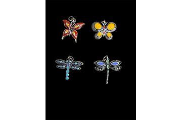 Butterfly Dragonfly Sterling and acrylic Charms