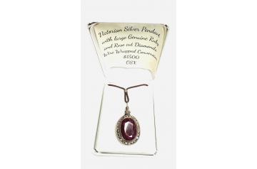 Victorian Silver Pendant / Ruby Rose cut diamonds